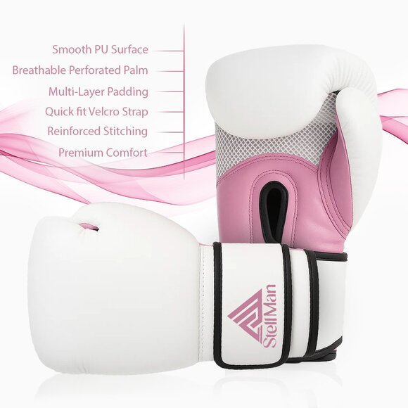 Stellman Winning Boxing Gloves White Pink Training Sparring Punching Gear NEW - Picture 6 of 6